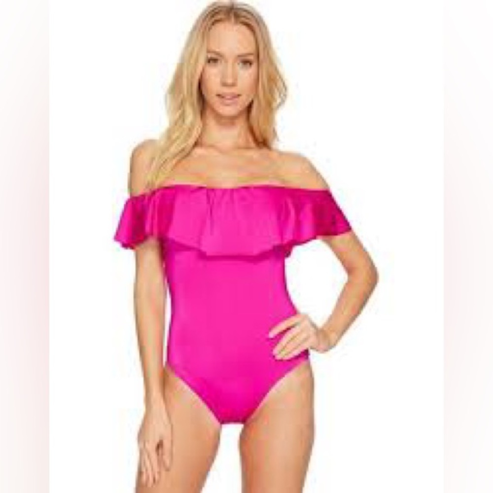 Trina Turk Pink Ruffled One Piece Swimsuit